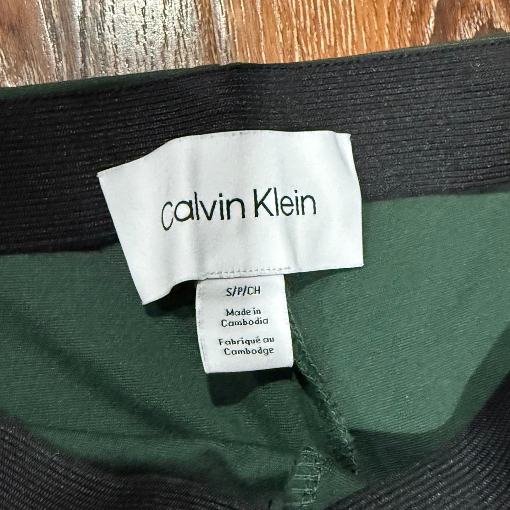 Calvin Klein Womens Forest Green Flare Leg Pull On Ponte Pants Side Slit Small - Picture 2 of 7